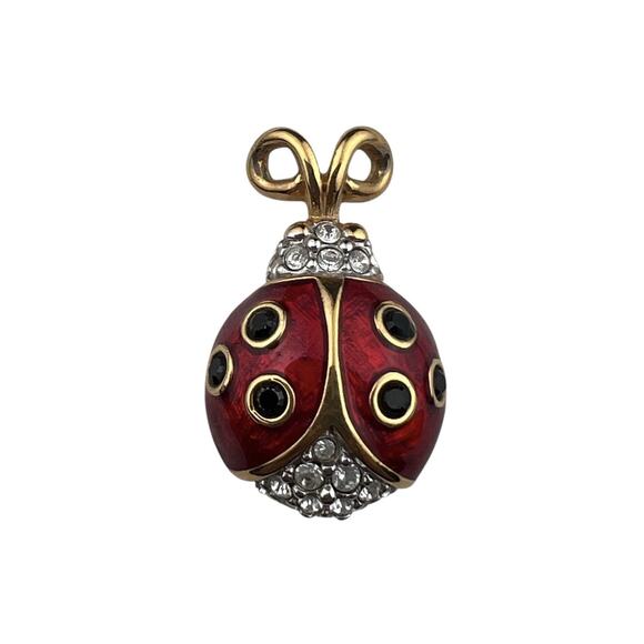 Swarovski Red Ladybug Gold Tone Pendant for Necklaces - Picture 1 of 5